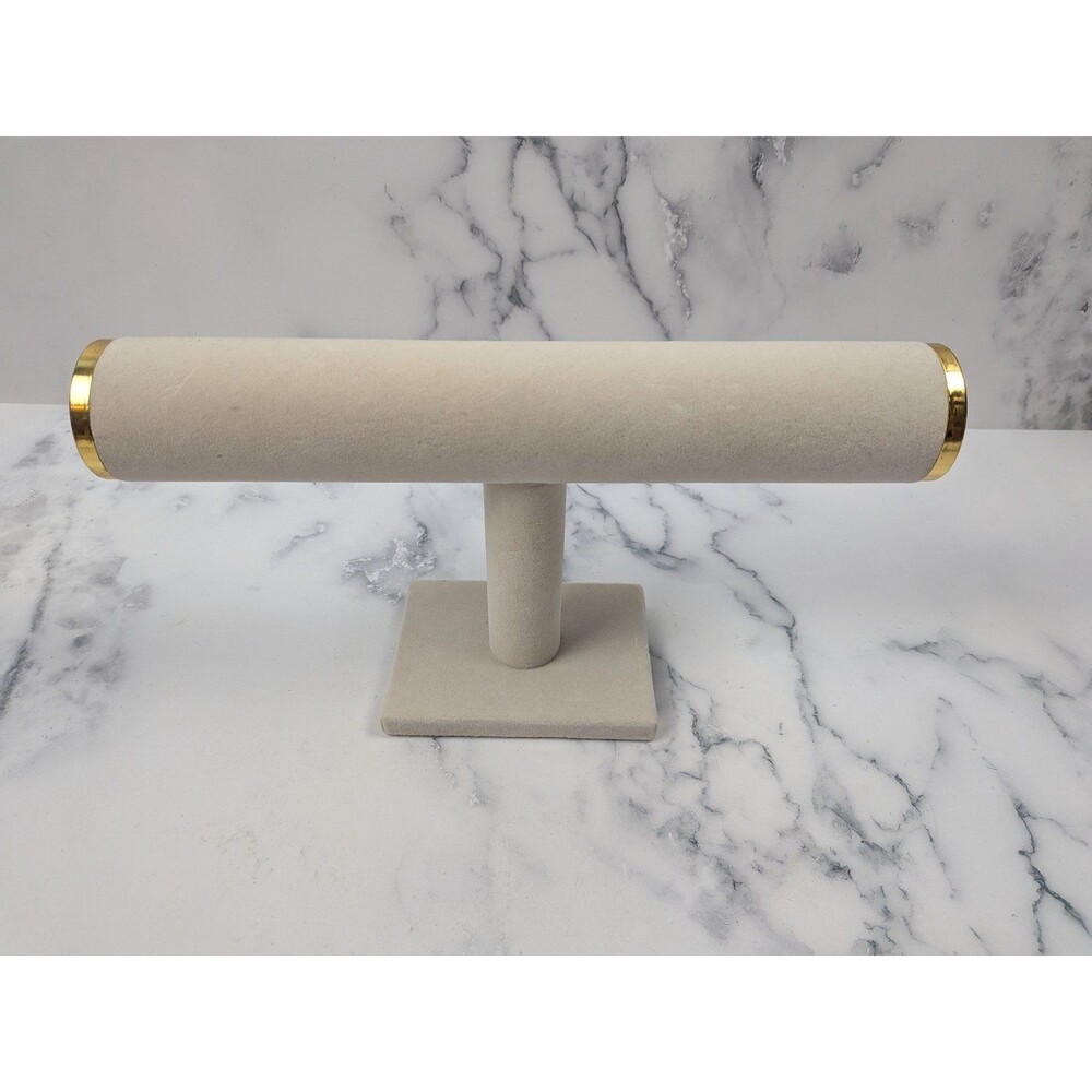 Bracelet Holder Stand, Bracelet Organizer Beige Gold Accents